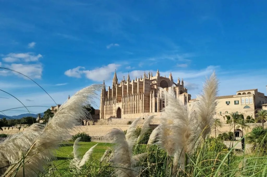 Palma de Mallorca Cathedral with scenic gardens