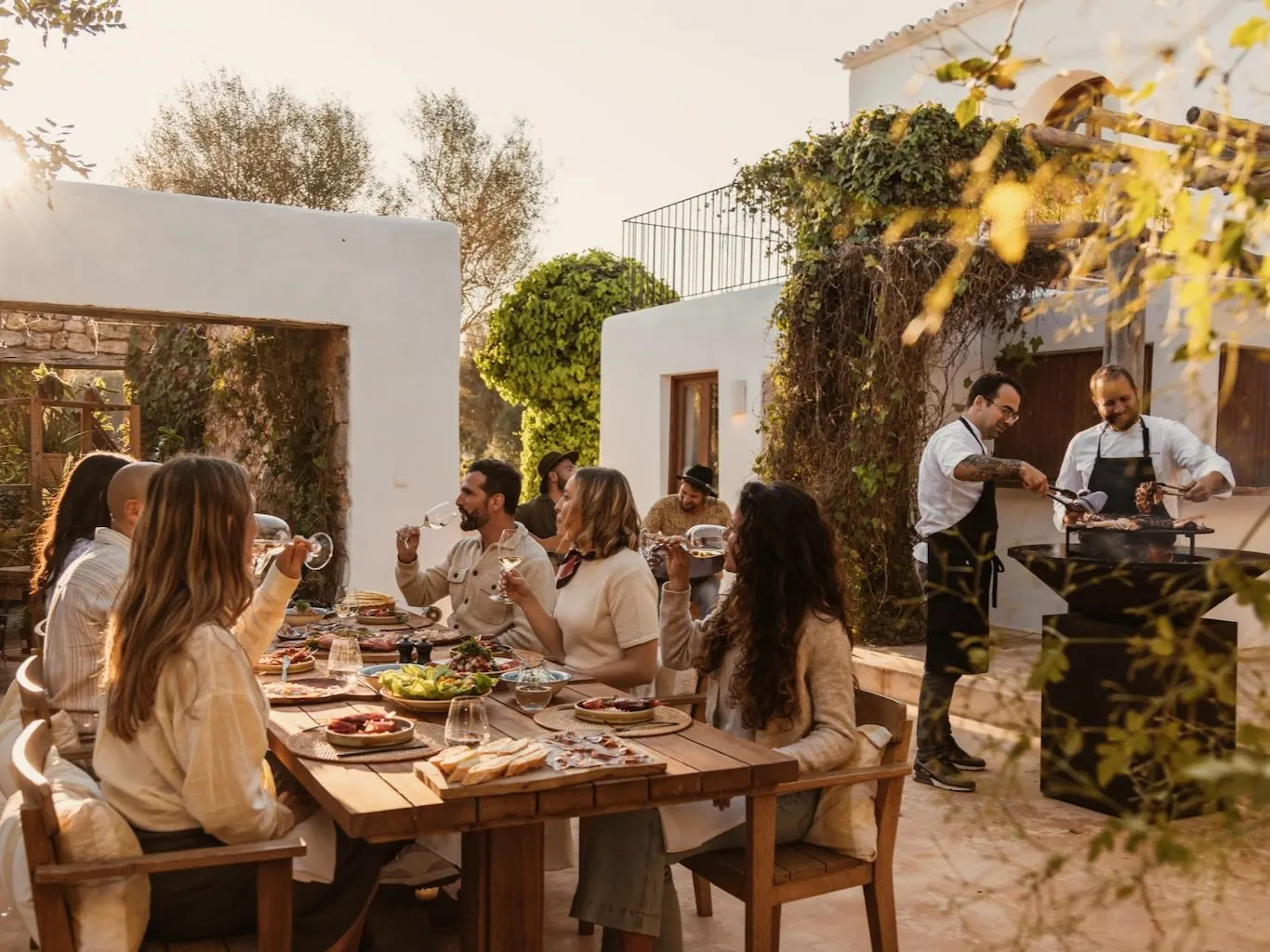 people enjoying BBQ at farm to table restaurant